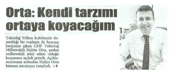 ORTA: Kendi tarzımı ortaya koyacağım (Avrupa Gazetesi)