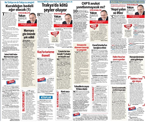 Türkiye'nin Duayen Gazetecisi Sayın Yalçın Bayer'in Hürriyet Gazetesindeki Köşesinde Trakya İle İlgili Yazıları